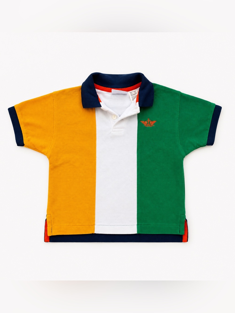 Vintage Dockers Toddler Boys Size 4 Colorblock Polo Shirt Retro 90s Green Yellow